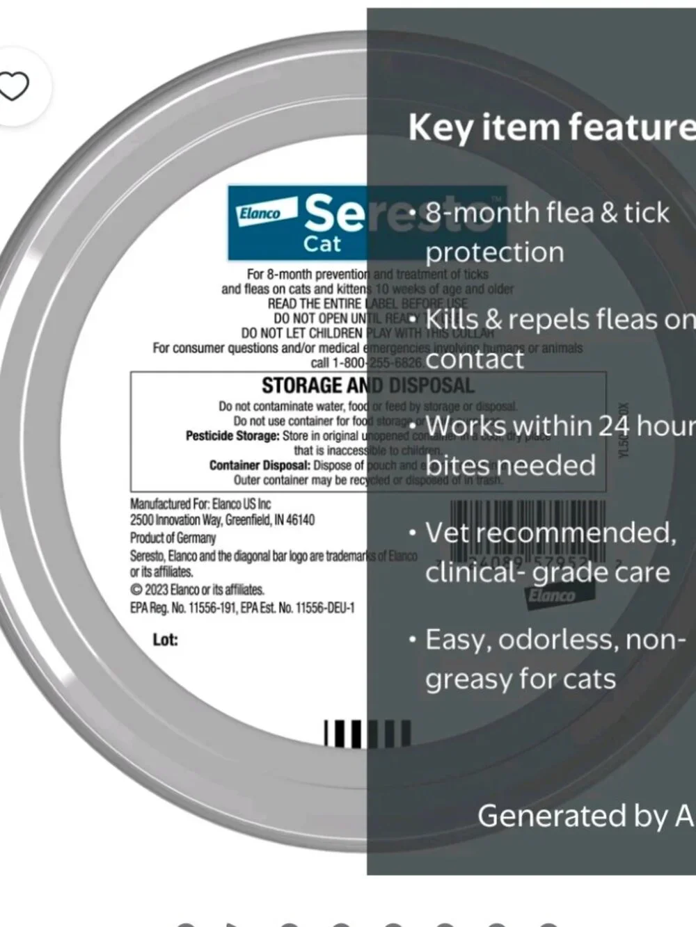 Seresto Flea & Tick Collar For Cats, Vet-Recommended, Protects for 8 Months (2 P